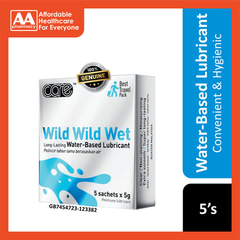 Care Wild Wild Wet Long-Lasting Water Based Premium Lubricant 5's