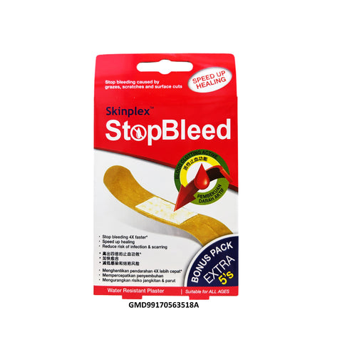 Skinplex StopBleed Water Resistant Plaster 5's+5's