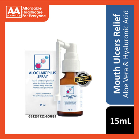 Aloclair Plus Oral Spray 15mL (Fast Pain Relief from Mouth Ulcers)