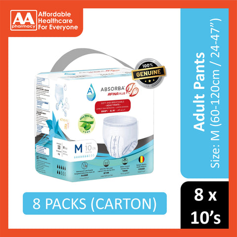 Absorba Afina Plus Adult Pull Up Pants Size M 10's (60-120cm / 24-47 inches) [8 Packs/Carton]