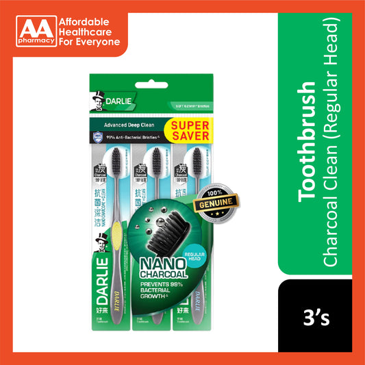 Darlie Toothbrush Charcoal Clean Regular Head 3's (Super Saver Pack)
