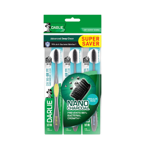 Darlie Toothbrush Charcoal Clean Regular Head 3's (Super Saver Pack)