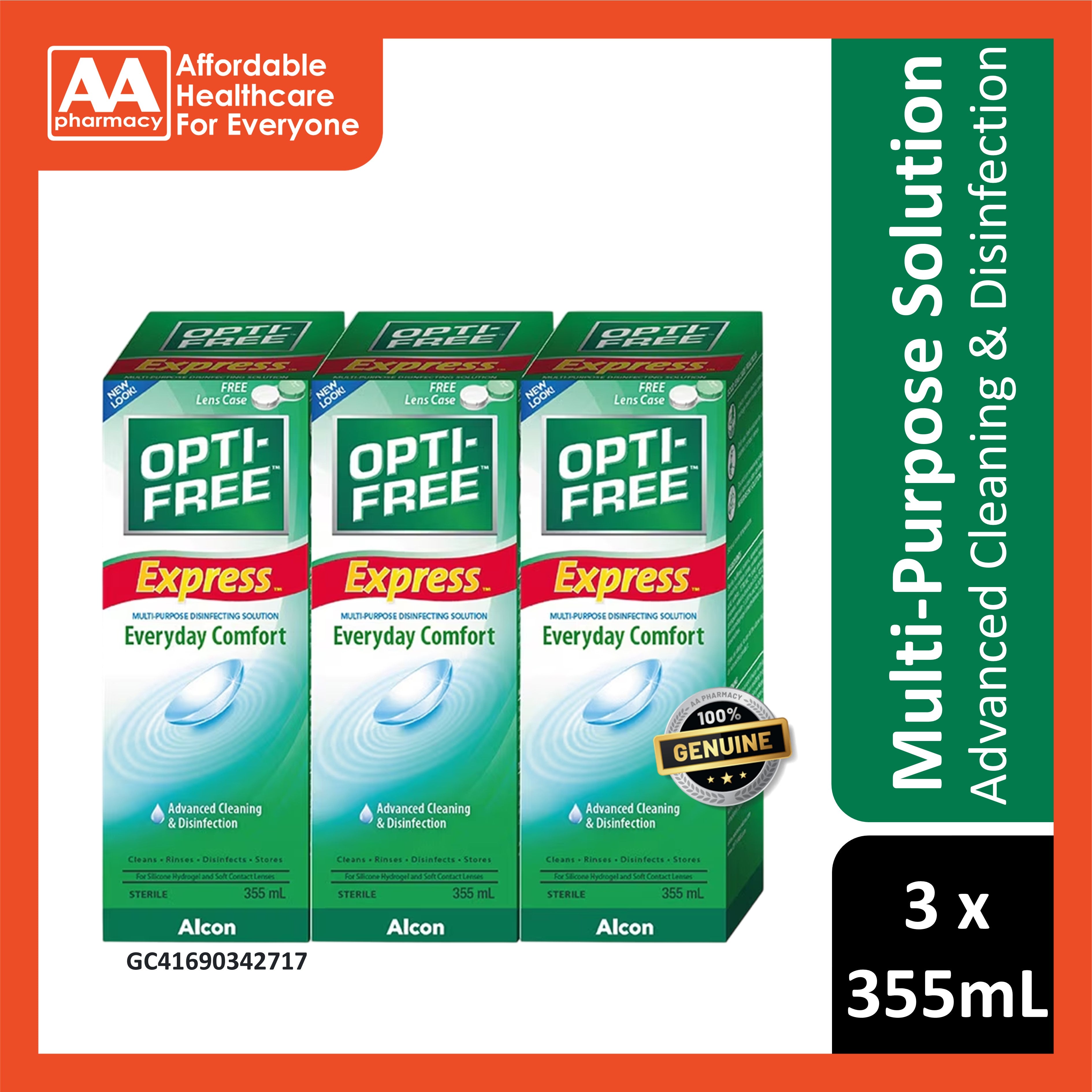 Alcon Opti-Free Express Everyday Comfort Multi-Purpose Disinfecting Solution 3x355mL