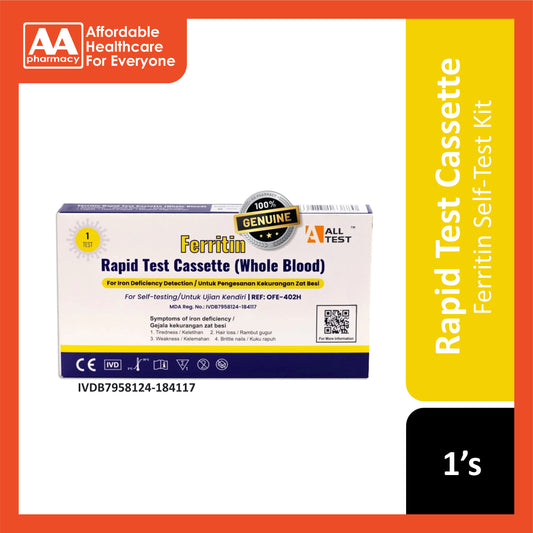 ALLTEST Ferritin Rapid Test Cassette (Whole Blood) 1's - Self-Testing for Iron Deficiency