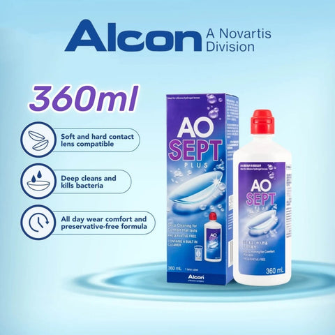 Alcon AOSEPT Plus 360mL Contact Lens Care System - For All Types of Contact Lenses
