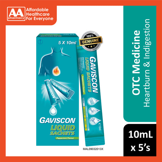 [CLEARANCE] [EXP 28/02/2026] Gaviscon Liquid (Peppermint) Sachet 10mLx5's