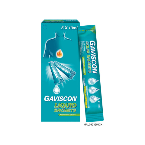 [CLEARANCE] [EXP 28/02/2026] Gaviscon Liquid (Peppermint) Sachet 10mLx5's