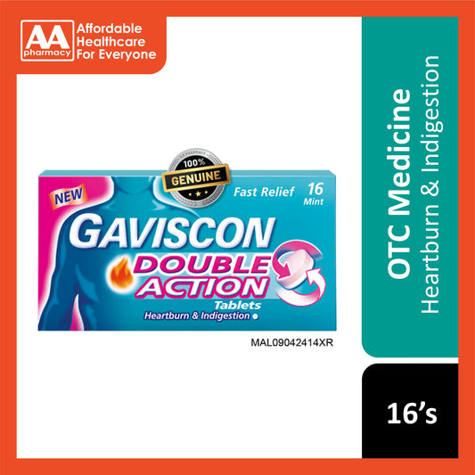 [CLEARANCE] [EXP 01/02/2026] Gaviscon Double Action (Mint) Chewable Tablet 16's