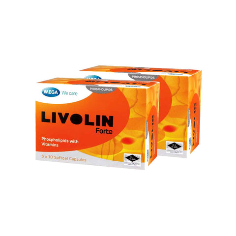 Mega We Care Livolin Forte (Phospholipids with Vitamins) Softgel Capsule 2x50's FOC 20's
