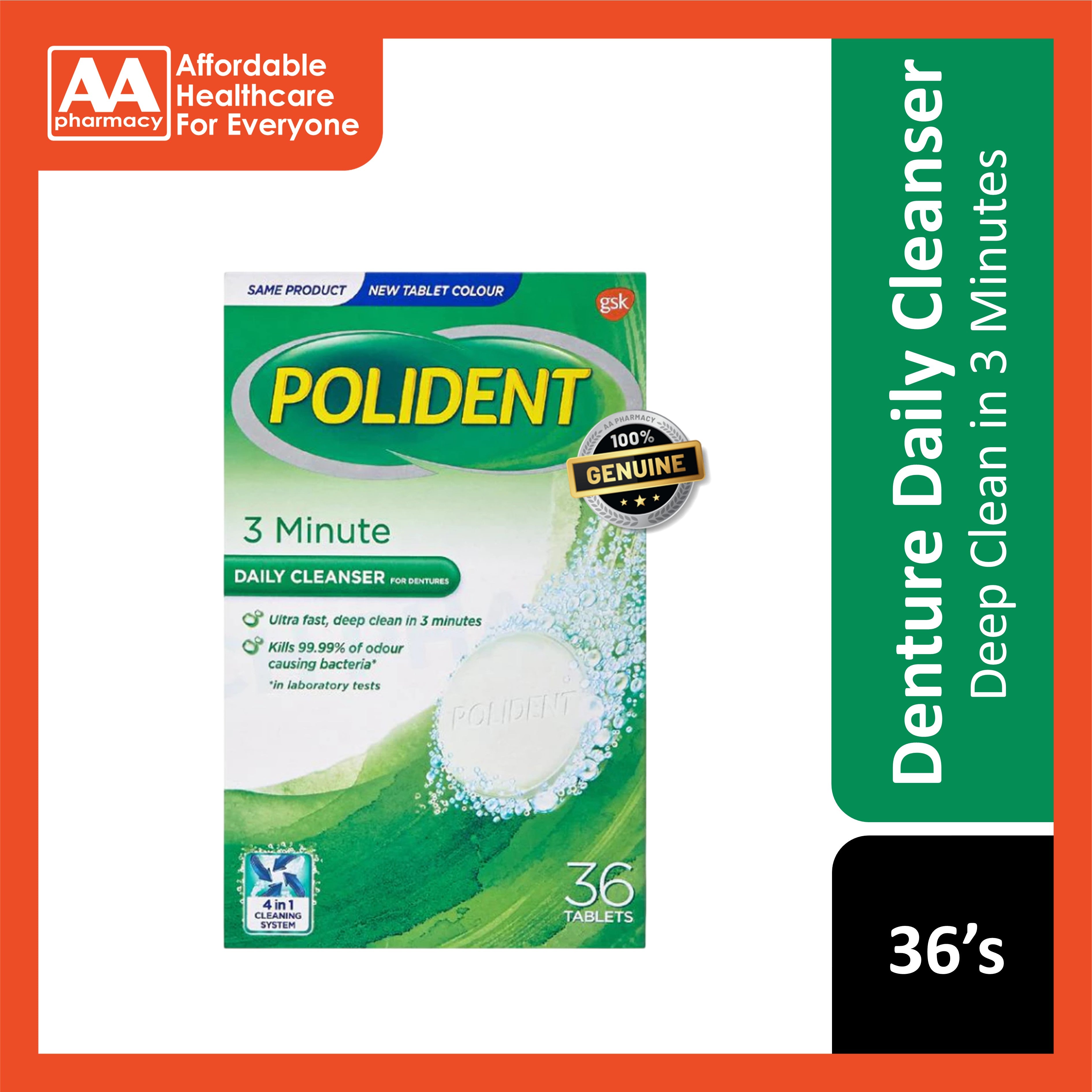 Polident 3 Minute Daily Cleanser for Dentures 36's