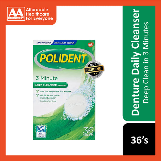 Polident 3 Minute Daily Cleanser for Dentures 36's