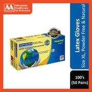 Top Glove Latex Examination Gloves (Powder Free) Size XL 100's (50 Pairs)