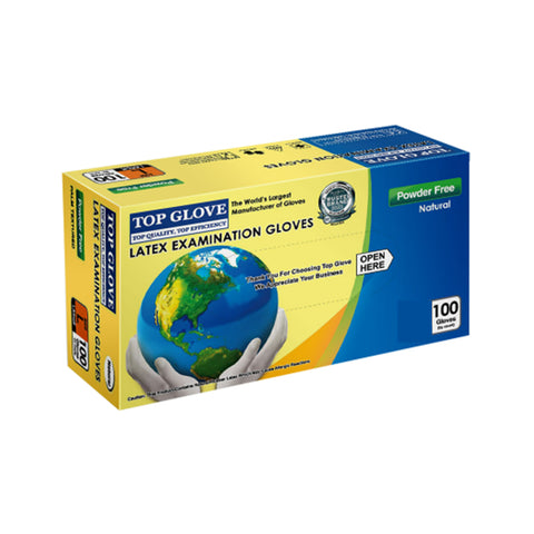 Top Glove Latex Examination Gloves (Powder Free) Size XL 100's (50 Pairs)