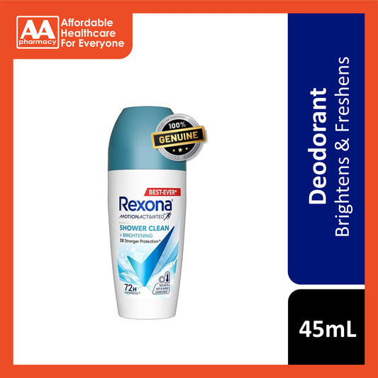 Rexona Motion Activated Antiperspirant Roll On (Shower Clean + Brightening) 45mL