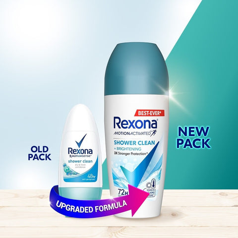 Rexona Motion Activated Antiperspirant Roll On (Shower Clean + Brightening) 45mL
