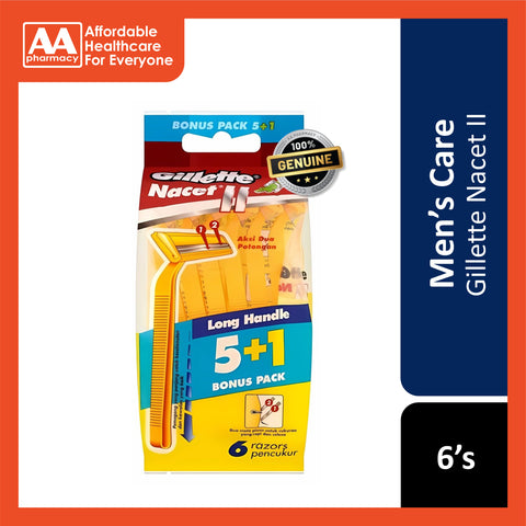 Gillette Nacet II Long Handle Disposable Razor 5+1's
