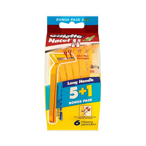 Gillette Nacet II Long Handle Disposable Razor 5+1's