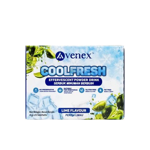 Avenex CoolFresh Effervescent Powder Drink (Lime Flavour) 4g x 6's