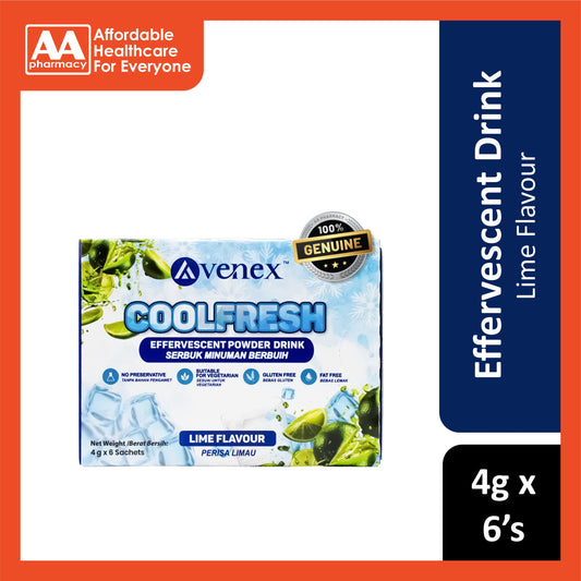 Avenex CoolFresh Effervescent Powder Drink (Lime Flavour) 4g x 6's