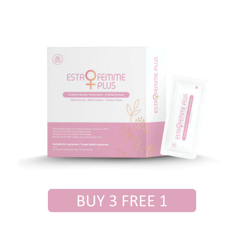 Estrofemme Plus Sachet 5gx20's (Botanical Beverage Mix of Berries Powder with EstroG-100, Jujube, Goji, Cranberry and Ginger Extract) [Buy 3 Free 1 Bundle Pack]