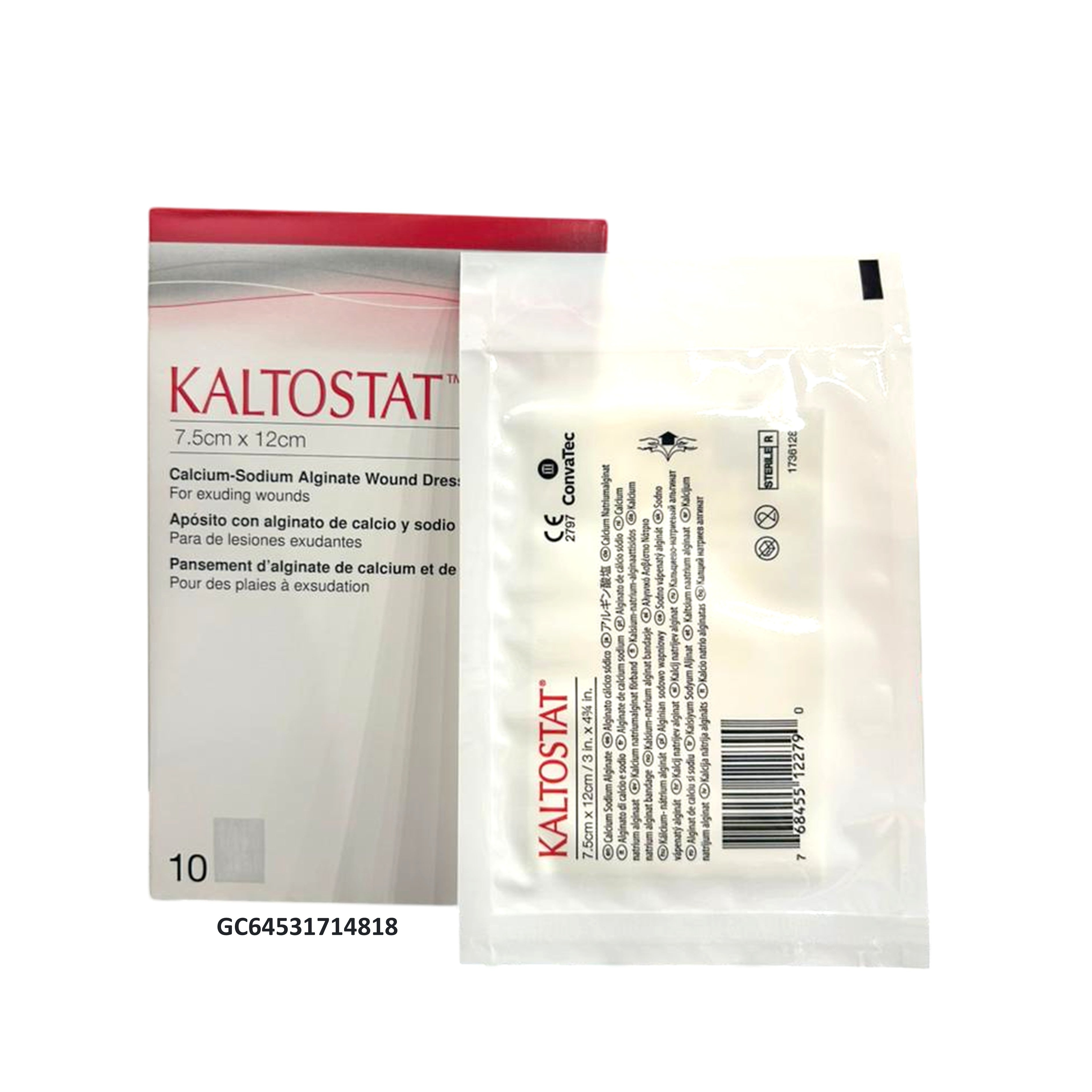 Convatec Kaltostat Calcium-Sodium Alginate Wound Dressing 7.5cm x 12cm (168212) 10's
