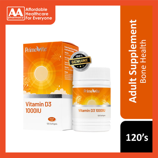 PrimeVite Vitamin D3 1000IU Softgel 120's