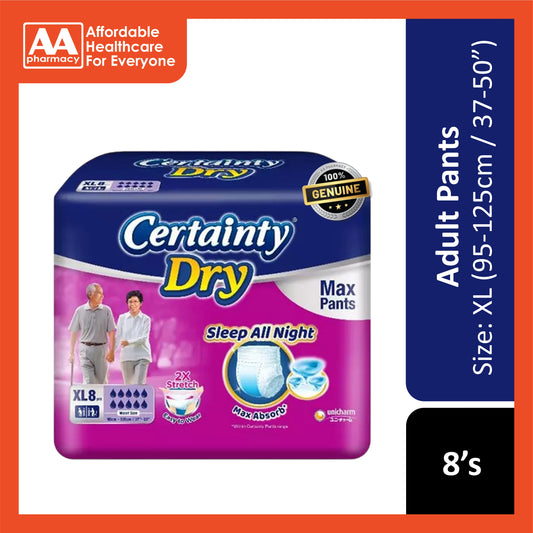 Certainty Dry Adult Max Pants Size XL 8's (95-125cm / 37-50 inches)