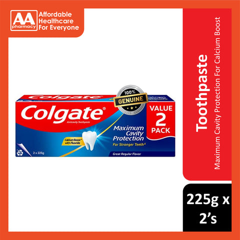Colgate Maximum Cavity Protection (Great Regular Flavour) Toothpaste 225gx2's [Twinpack]