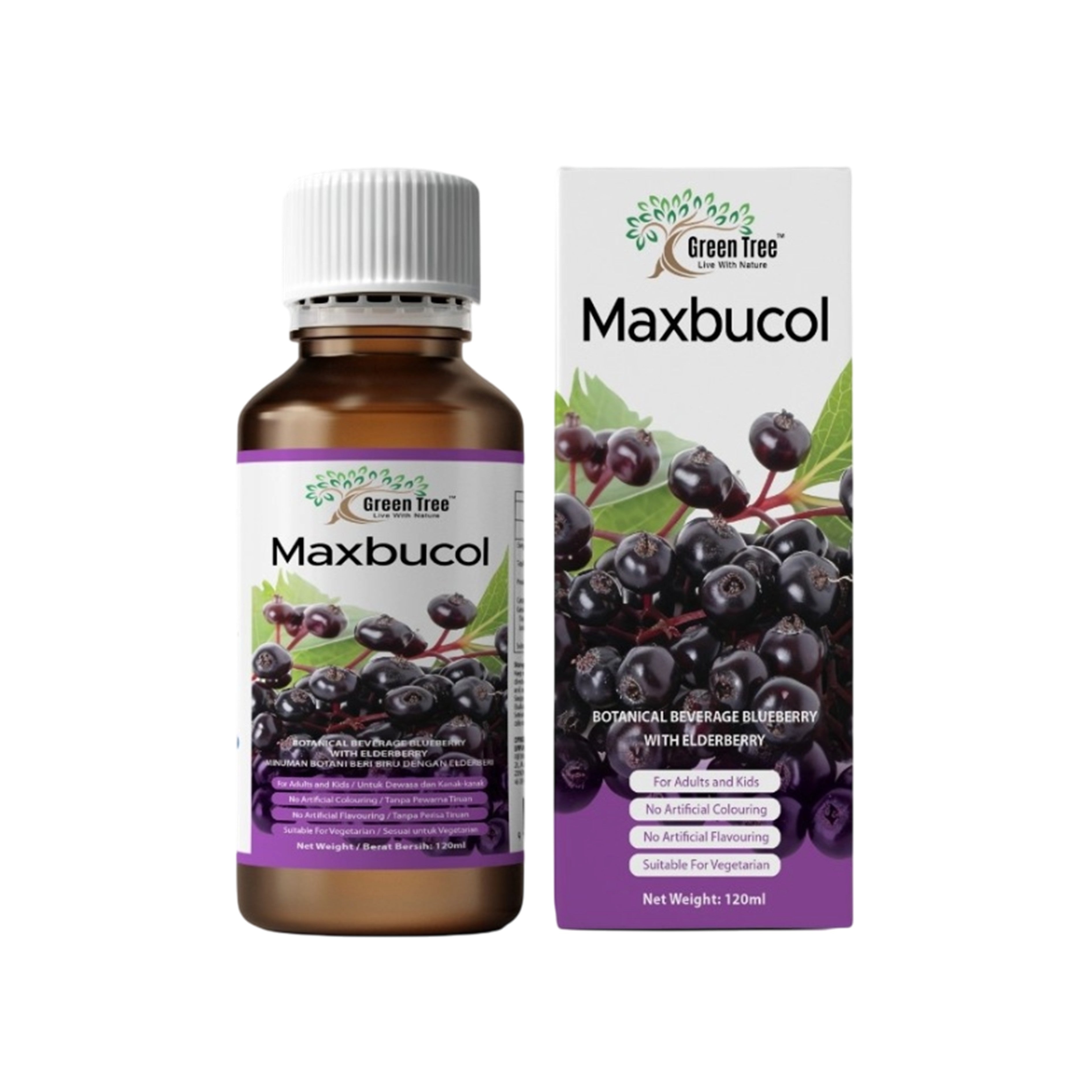 Green Tree Maxbucol (Botanical Beverage Blueberry with Elderberry) 120mL