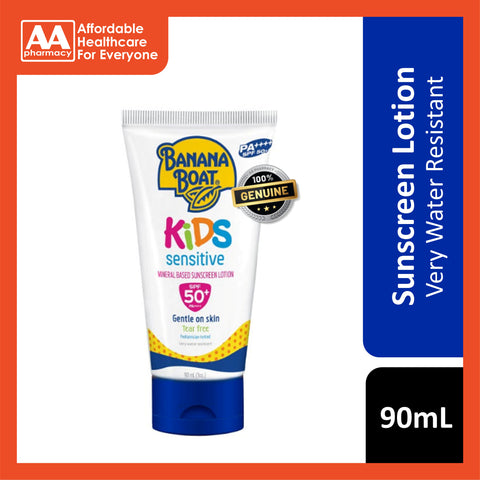 Banana Boat Kids Sensitive Mineral Based Sunscreen Lotion (Tear Free) SPF50+ 90mL