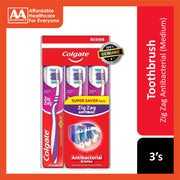 Colgate Toothbrush (Zig Zag Antibacterial Bristles, Medium) 3's