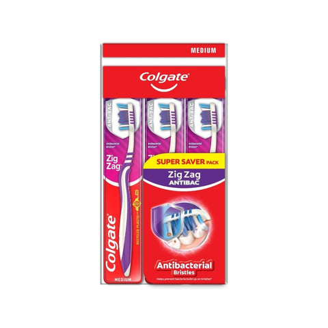 Colgate Toothbrush (Zig Zag Antibacterial Bristles, Medium) 3's