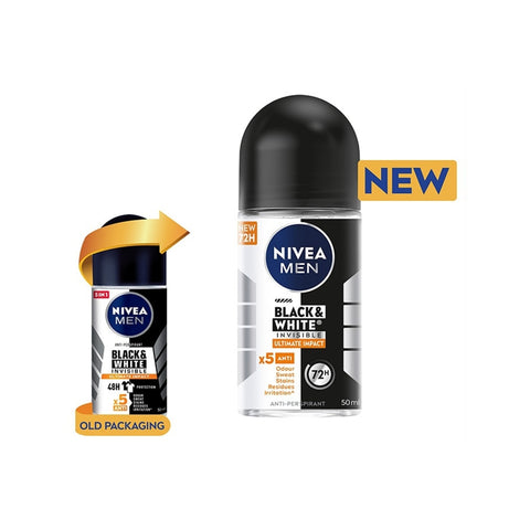 Nivea Men Black and White Invisible Ultimate Impact 72H Anti-Perspirant Roll On 50mL