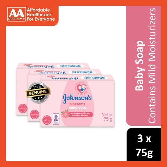 Johnson's Blossoms Baby Soap (Delicate Floral Fragrance) 3x75g