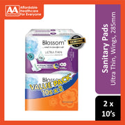 Blossom Sanitary Pads (Ultra Thin, Night Use, Wings, 285mm) 2x10’s [Twinpack]