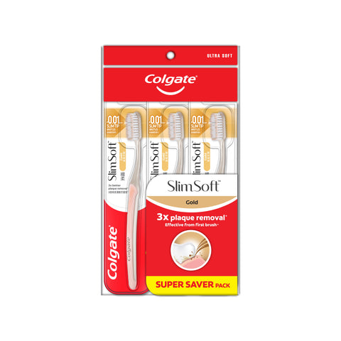 Colgate Toothbrush (Slim Soft Gold, Ultra Soft) 3's