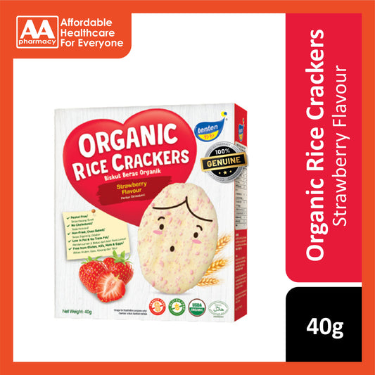 Tenten Organic Rice Crackers Strawberry Flavour 40g