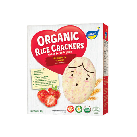 Tenten Organic Rice Crackers Strawberry Flavour 40g