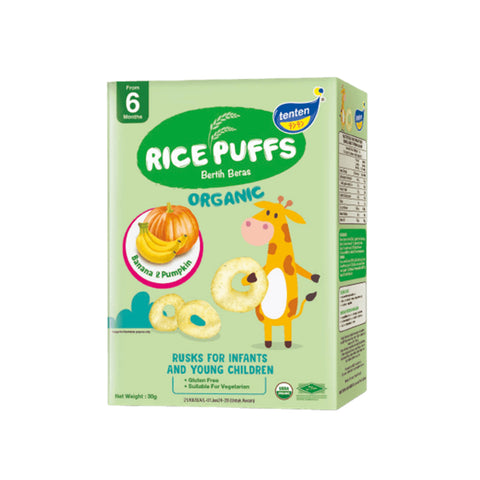 Tenten Organic Rice Puffs (Banana & Pumpkin) 30g - For 6 Months+