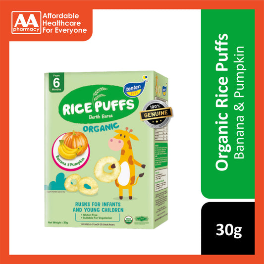 Tenten Organic Rice Puffs (Banana & Pumpkin) 30g - For 6 Months+