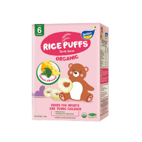 Tenten Organic Rice Puffs (Cheese & Broccoli) 30g - For 6 Months+