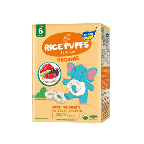 Tenten Organic Rice Puffs (Mixed Berries) 30g - For 6 Months+