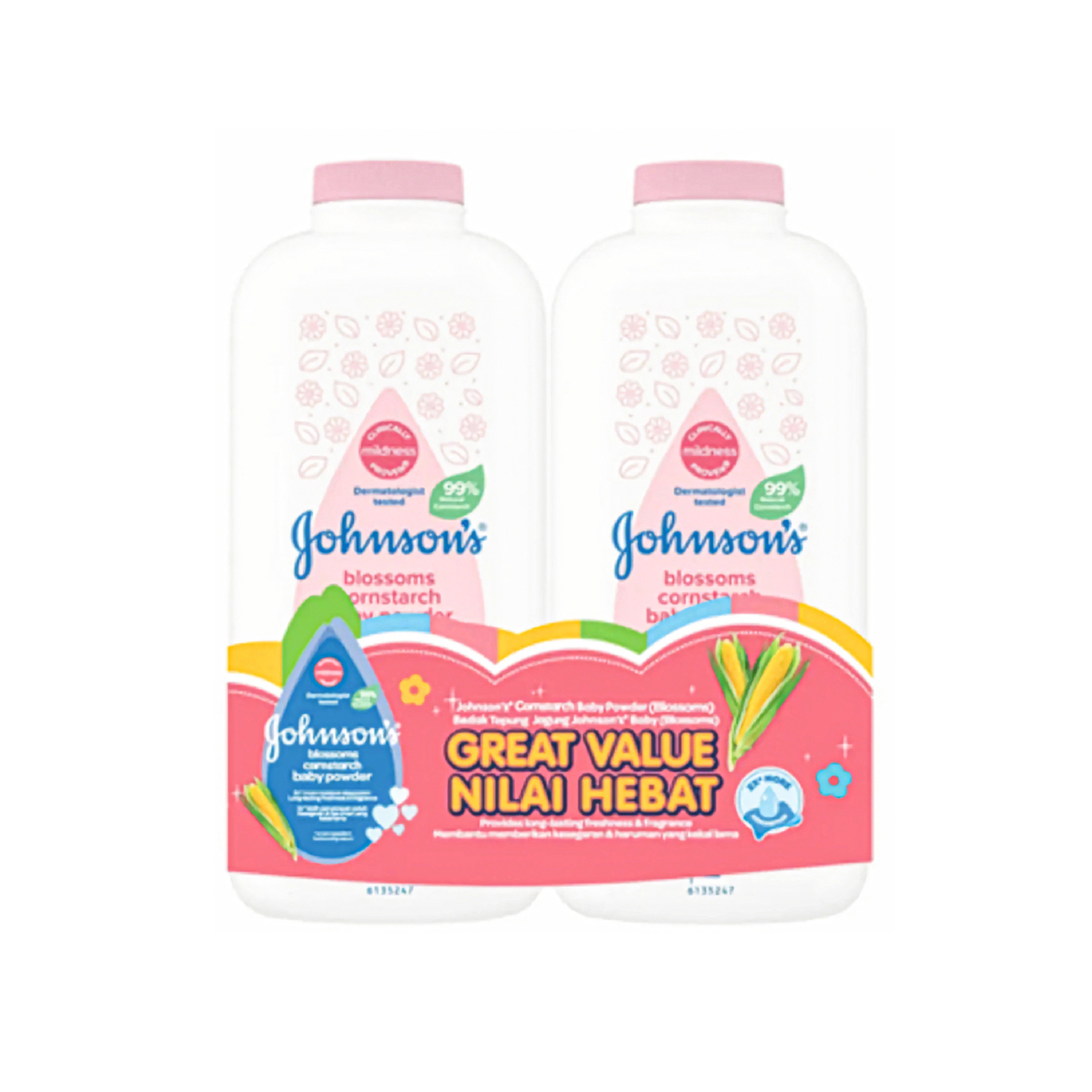 Johnson's Cornstarch Baby Powder (Blossoms) 500gx2's [Twinpack]