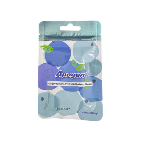 Apogen Spirulina Drop with Blueberry Flavour Tablet 10's