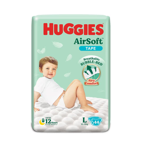 Huggies Air Soft Baby Tape Diapers Size L 44's (For 10-15kg)