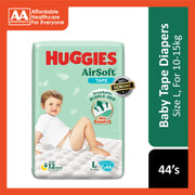 Huggies Air Soft Baby Tape Diapers Size L 44's (For 10-15kg)