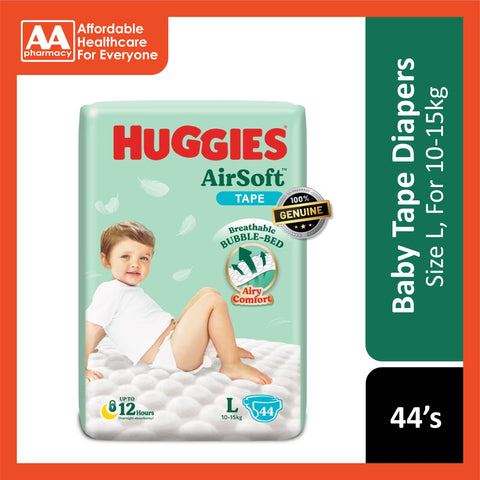 Huggies Air Soft Baby Tape Diapers Size L 44's (For 10-15kg)