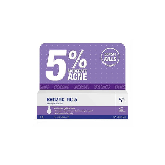 Benzac AC (Benzoyl Peroxide) 5% Medicated Gel for Moderate Acne 60g