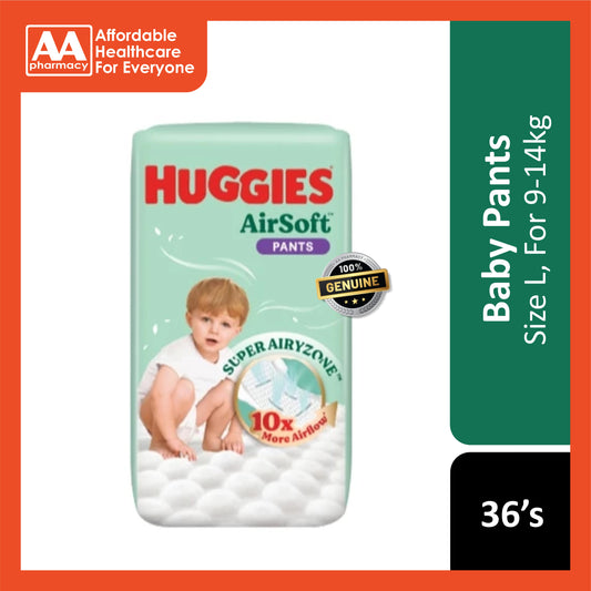 Huggies Air Soft Baby Pants Diapers Size L 36's (For 9-14kg)