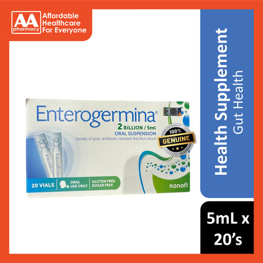 Enterogermina (Spores of Poly-Antibiotic Resistant Bacillus clausii) Oral Suspension 2 Billion/5mL 20's